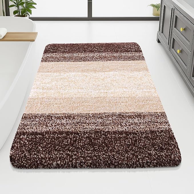 Arotive Microfiber Bathroom Rugs, Shaggy Soft Absorbent Bath Rug, 70x46 | Brown, Rubber Backing Thick Plush Machine Washable Dry Bath Mats for Bathroom, Tub and Shower, Rectangular