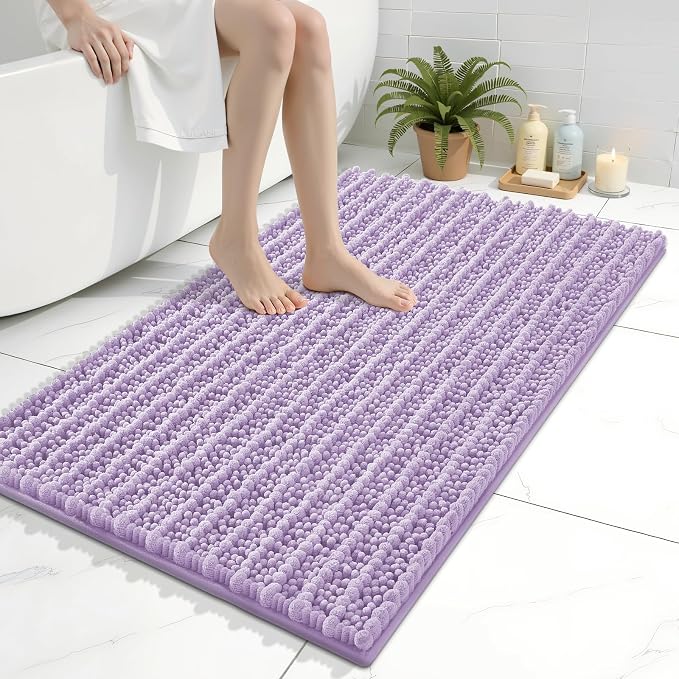Arotive Bathroom Rugs Mat 36x24, Soft Absorbent Chenille Shaggy Bath Mat | Light Purple, Machine Wash Dry, Bath Rugs for Bathroom Floor, Tub and Shower, Home Decor Accessories