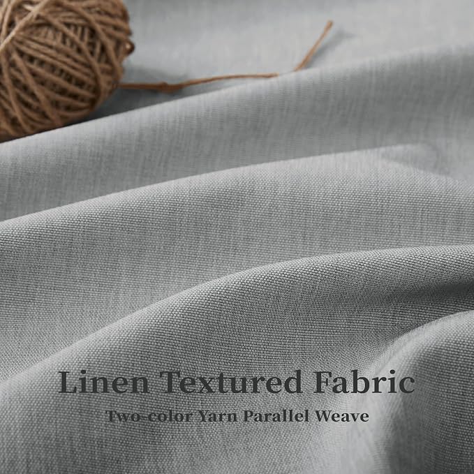 84x72 Boho Scalloped Linen Textured Cloth Shower Curtain, Grey/Gray | Wide Size, 230GSM Waterproof Polyester, Heavy Duty Fabric, 14 Plastic Hooks, Elegant Modern Farmhouse Style, Machine Washable