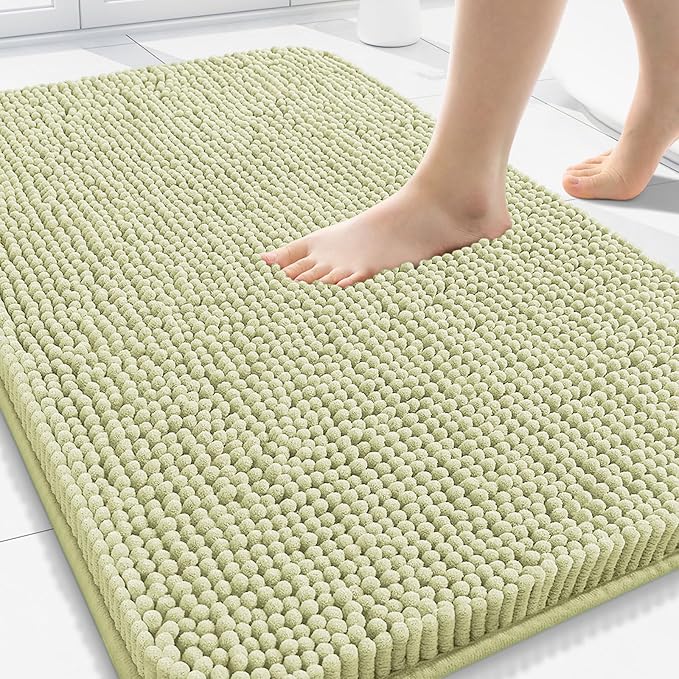 Arotive Bathroom Rugs 30x20, Soft Absorbent Shaggy Chenille Bath Rugs | Vanilla, Machine Washable Rubber Backing Bath Mats for Bathroom Floor Tub and Shower Home Decor Accessories