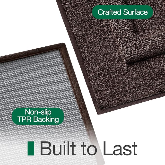 LUMI Ultra Soft Bathroom Rugs Absorbent, Non Slip Bath Mat 16X24, Brown | Machine Washable with Rubber Backing, Quick Dry, Premium Microfiber Plush Carpet for Bathtub and Shower Floor