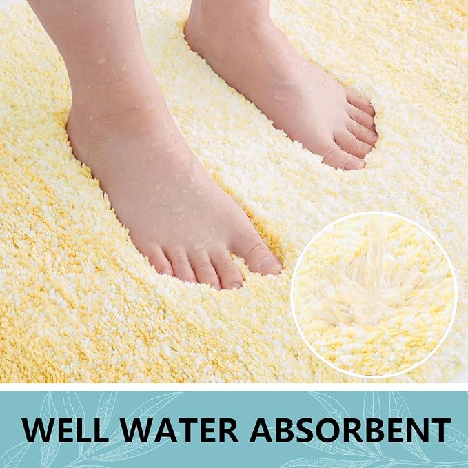 Arotive Microfiber Bathroom Rugs, Shaggy Soft Absorbent Bath Rug, 44x24 | LightYellow, Rubber Backing Thick Plush Machine Washable Dry Bath Mats for Bathroom, Tub and Shower, Rectangular