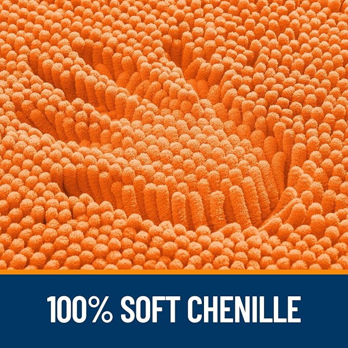 OLANLY Bathroom Rugs 34x21, Extra Soft Absorbent Chenille Bath Rugs | Orange, Quick-Drying Rubber Backing, Machine Washable Bath Mat for Bathroom Floor, Tub and Shower, Home Decor Accessories