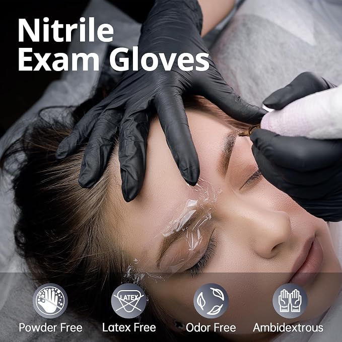 SwiftGrip Disposable Nitrile Exam Gloves, Black Nitrile Gloves Disposable Latex Free for Medical, Cooking & Esthetician