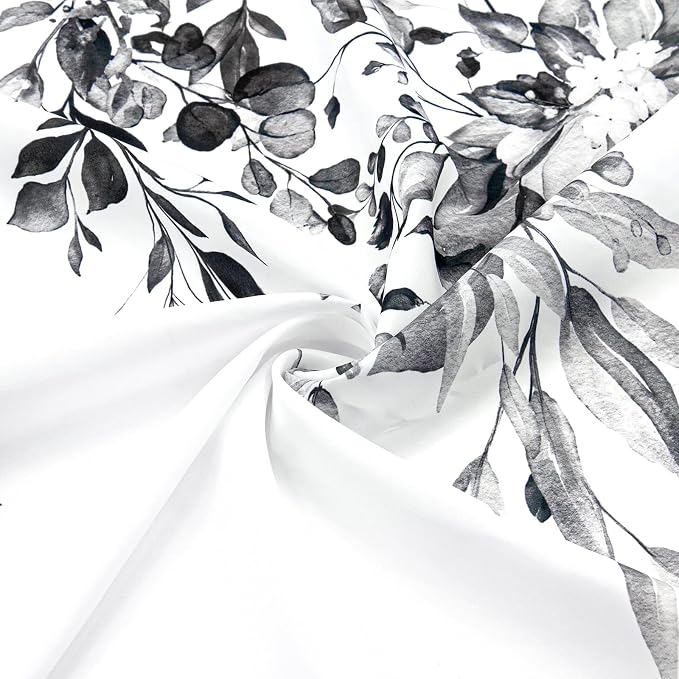 Grey Eucalyptus Shower Curtain, Watercolor Floral Print, 54x72 | Watercolor Plant Leaves Floral Print, Stall Waterproof Fabric Bathroom Decor, Machine Washable, Rustproof Grommets