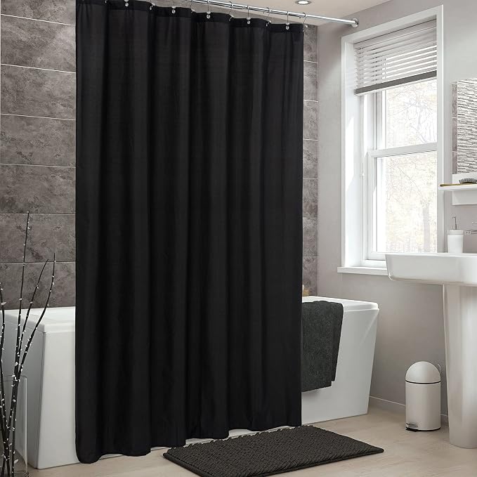 ALYVIA SPRING Waterproof Fabric Shower Curtain or Liner Black, 72x72 | 3 Magnets, Soft Cloth & Hotel Quality, Machine Washable, Light-Weight, Standard Size