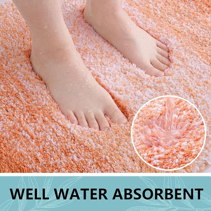 Arotive Microfiber Bathroom Rugs, Shaggy Soft Absorbent Bath Rug, 44x24 | Orange, Rubber Backing Thick Plush Machine Washable Dry Bath Mats for Bathroom, Tub and Shower, Rectangular