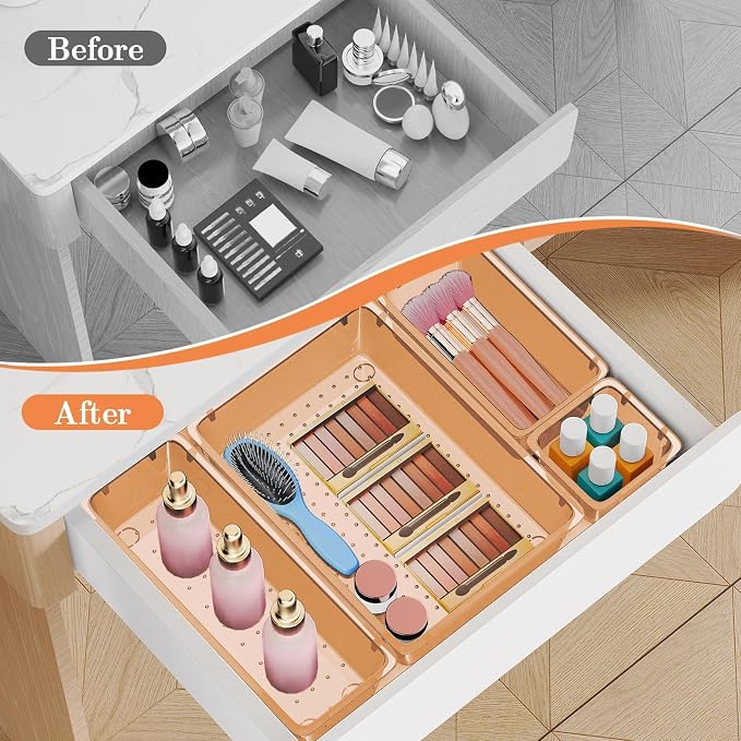 SpaceHacks 25 PCS Plastic Drawer Organizer, 4-Size Versatile Organizer Trays & storage Bins