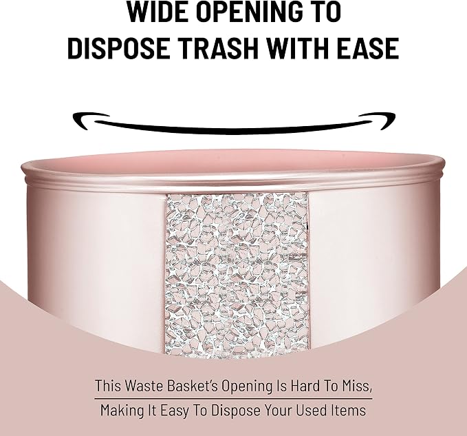 Zahari Home 2pc Sinatra Modern Bath Accessories Set Waste Basket & Tissue Box Modern Decorative Beautiful Designs Bathroom Decor Set for Home Blush Bathroom Set Mosaic Glass