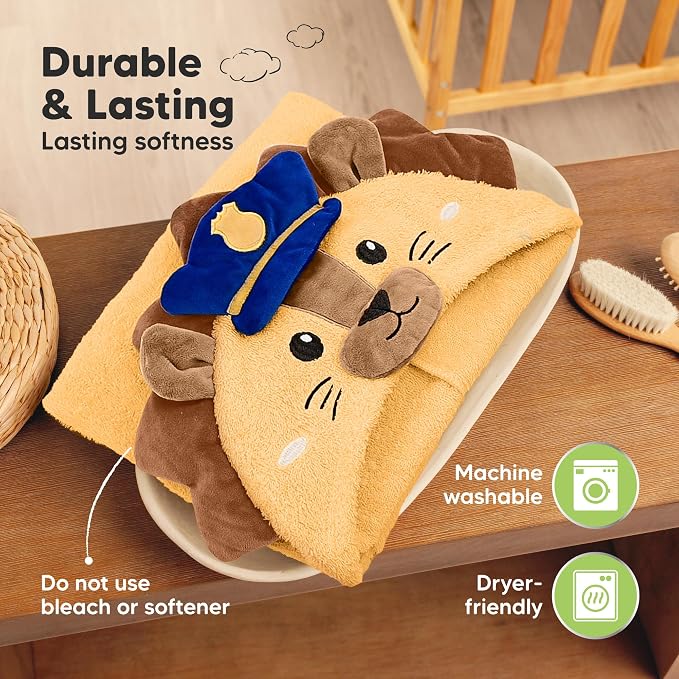 KeaBabies Organic Baby Towel with Hood for Girls, Boys, Soft (Leo) | Absorbent 100% Cotton Hooded Baby Towels for Newborns, Infants, Large Hooded Bath Towels for Babies, Kids, Toddler 1-3