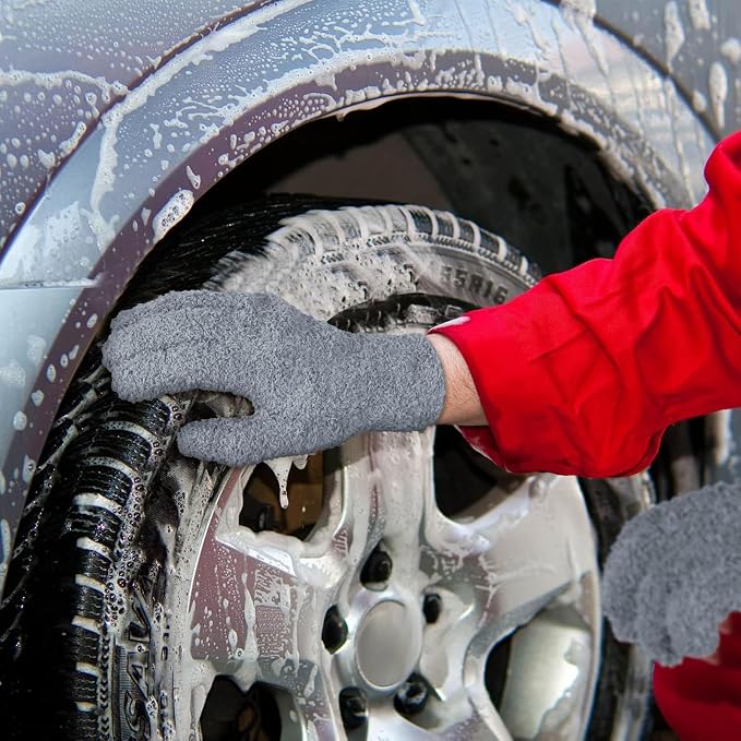 6 Pairs Microfiber Dusting Gloves, Dusting Cleaning Gloves Microfiber Gloves for Plants House Blinds Car Dust Mitt (Fresh Color,Large)