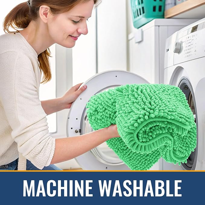 Arotive Bathroom Rugs 30x20, Soft Absorbent Shaggy Chenille Bath Rugs | Mint Green, Machine Washable Rubber Backing Bath Mats for Bathroom Floor Tub and Shower Home Decor Accessories