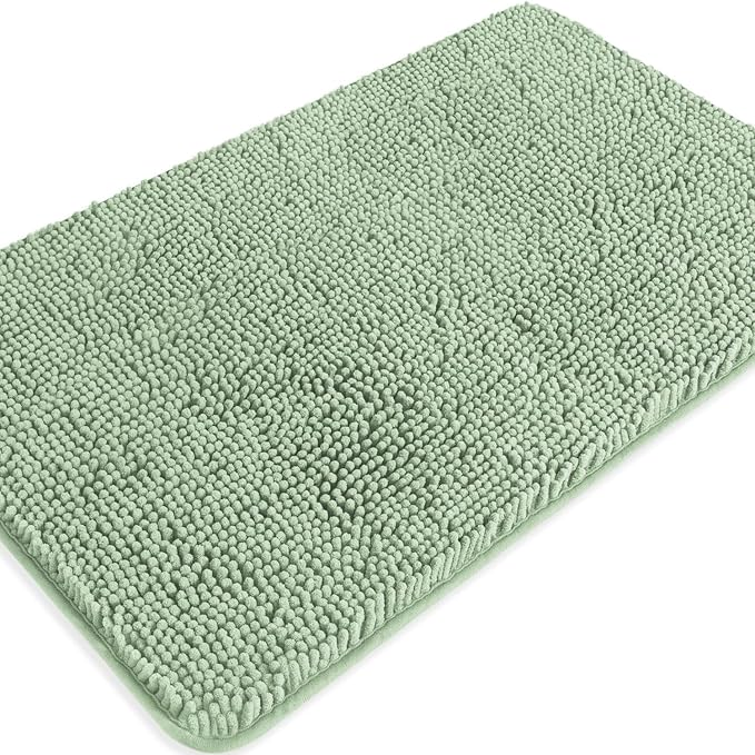 Sea Foam Bathroom Rugs – Absorbent and Washable Bath Mat, Non-Slip, Thick Soft Chenille Bath Rugs for Bathroom Floor, Shower, Sink - 20" x 32"