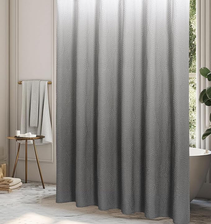 Ombre Grey Shower Curtain for Bathroom, Farmhouse Bath Curtain 72x72