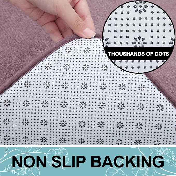 Smiry Memory Foam Bath Mat 30x20, Extra Soft and Absorbent Bathroom Rugs | Deep Plum, Quick Dry Machine Washable Non-Slip Bath Mat for Bathroom Floor, Shower and Tub
