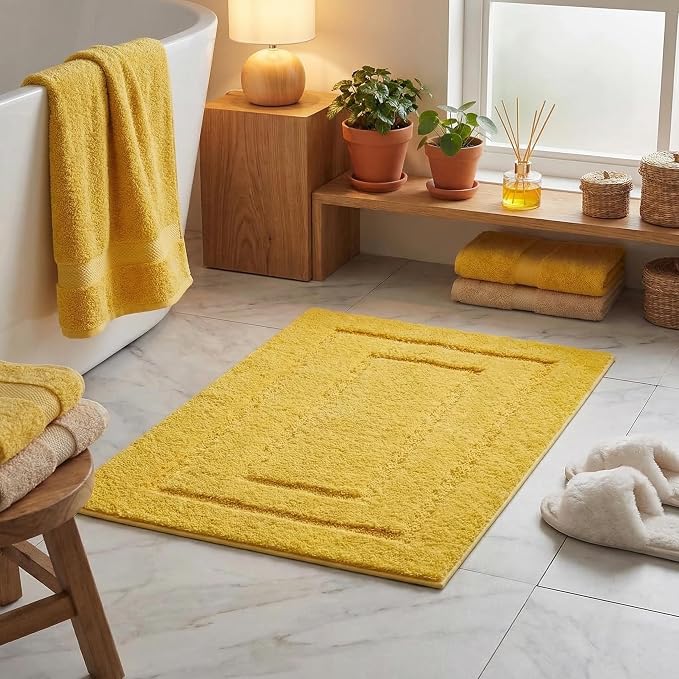 GRANNY SAYS Yellow Bathroom Rug 36" x 24", Non-Slip Microfiber Bath Mat | Ultra-soft, durable TPR backing for reliable grip, fast water absorption, machine washable for Vanity, Shower, Tub
