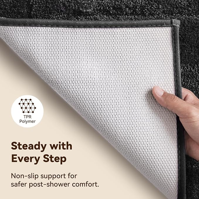 GRANNY SAYS Charcoal Gray Bathroom Rug 20" x 32", Non-Slip Bath Mat | Ultra-soft, durable TPR backing for reliable grip, fast water absorption, machine washable for Vanity, Shower, Tub