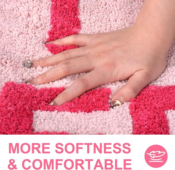 Zeeinx Get Naked Bath Mat Pink Cute Funny Bathroom Rugs 20”x32” | Non Slip Absorbent Microfiber Machine Washable Pink Bathroom Rugs for Tub and Shower Funny Apartment Decor