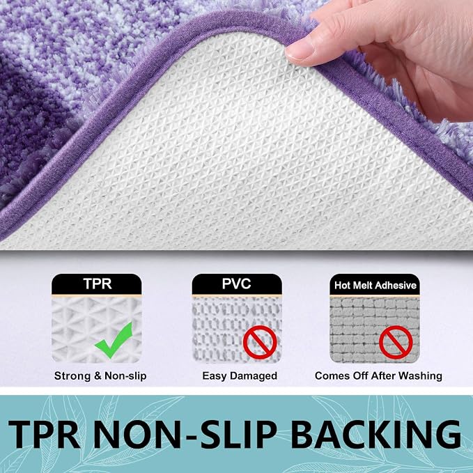 Arotive Microfiber Bathroom Rugs, Shaggy Soft Absorbent Bath Rug, 40x24 | DarkPurple, Rubber Backing Thick Plush Machine Washable Dry Bath Mats for Bathroom, Tub and Shower, Rectangular