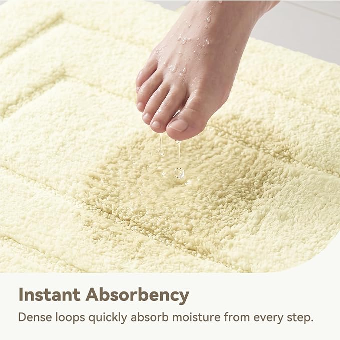 GRANNY SAYS Ivory Bathroom Rug 24" x 48", Non-Slip Microfiber Bath Mat | Ultra-soft, durable TPR backing for reliable grip, fast water absorption, machine washable for Vanity, Shower, Tub