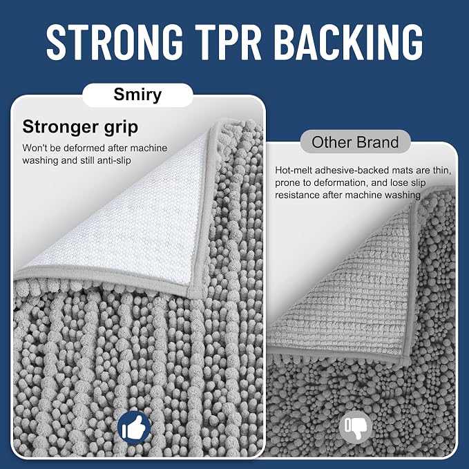 Smiry Bathroom Rugs Round 30X30, Extra Soft Rubber Backing Bath Mats | Light Grey Machine Washable Non Slip Quick Dry Bath Mats for Bathroom Floor, Tub, Shower, Home Decor Accessories