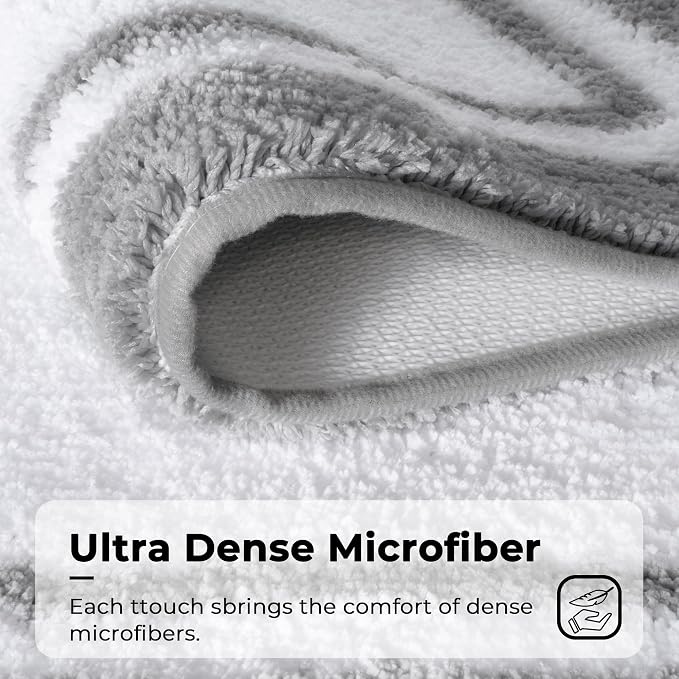 GRANNY SAYS Microfiber Bathroom Rugs Non Slip Washable, Water Absorbent Bathrooms Mats for Tub Non Slip, Soft Bath Mats for Floor & Shower, Long Bathroom Rug, 20" x 32", Grey Bath Rug