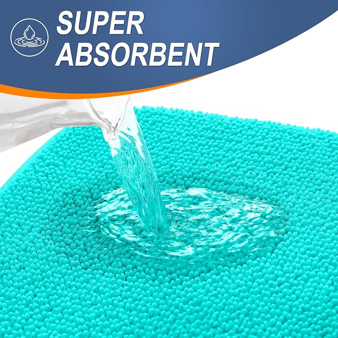 OLANLY Memory Foam Bathroom Runner Rug 44x24, Absorbent Long Bath Mat, Teal | Soft Quick Dry Bath Rugs, Non-Slip Carpet, Machine Washable Mat for Bathroom Floor, Tub and Shower, Home Decor Accessories