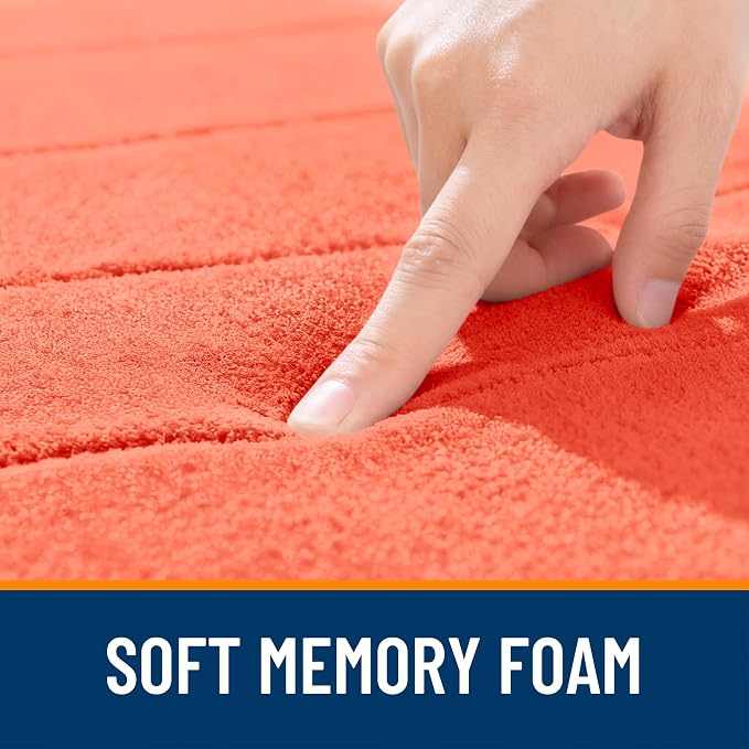 OLANLY Memory Foam Long Bathroom Rugs Runner 47x17, Super Soft Absorbent | Coral, Quick Dry Bath Mat, Machine Washable Shower Floor Rugs, Bathmat Carpet for Bathroom Floor, Tub and Shower