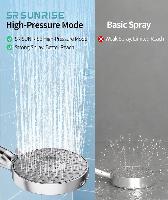 SR SUN RISE Filtered Shower Head with Handheld High Pressure 9 Spray Mode Showerhead Detachable Shower Head Water Softener Filters Beads for Hard Water Remove Chlorine 1 Filter Chrome