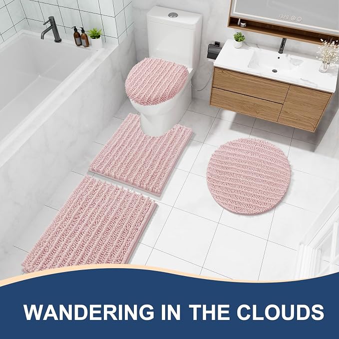 Arotive Bathroom Rugs Mat 34x21, Soft Absorbent Chenille Shaggy Bath Mat | Dirty Pink, Machine Wash Dry, Bath Rugs for Bathroom Floor, Tub and Shower, Home Decor Accessories