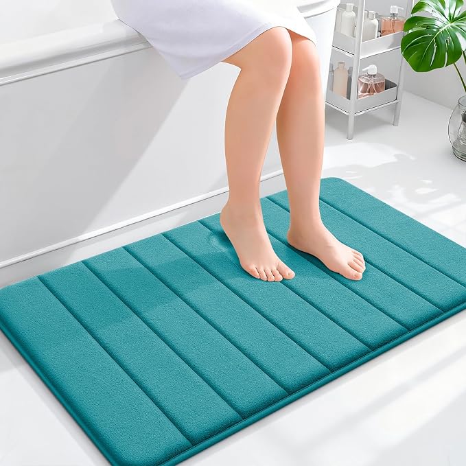 OLANLY Memory Foam Bath Mat 35x24, Super Soft and Absorbent Bathroom Rugs | Deep Lake, Quick Dry Bath Rug, Machine Washable Shower Floor Mats, Bathmat Carpet for Bathroom Floor, Tub and Shower