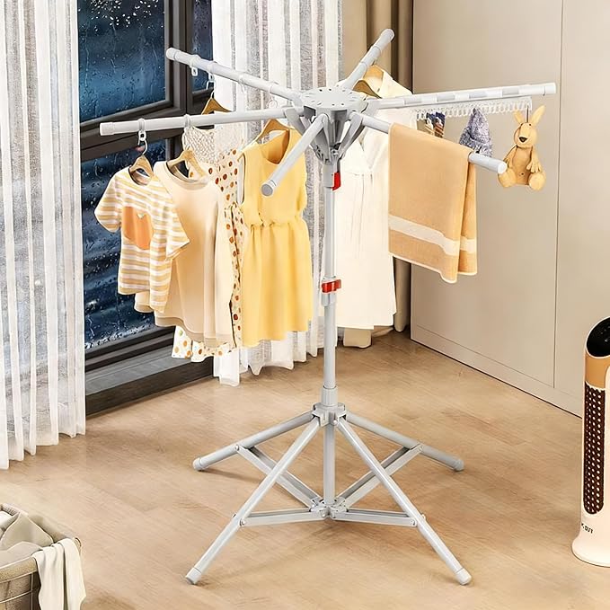 Laundry Rack Clothes Drying Rack Outdoor Portable Foldable Collapsible Hanging Dry Rack, Grey