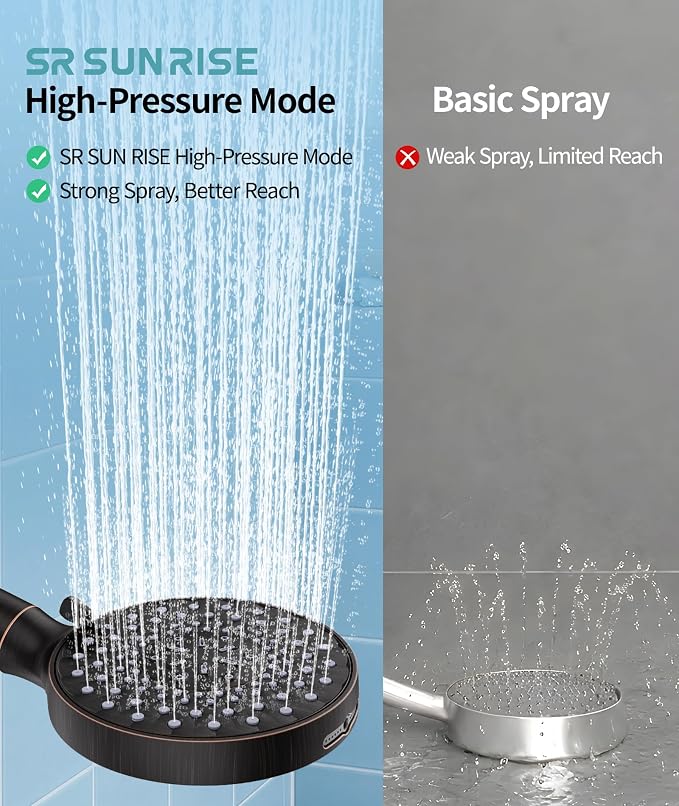 SR SUN RISE Filtered Shower Head with Handheld High Pressure 9 Spray Mode Showerhead Detachable Shower Head Water Softener Filters Beads for Hard Water Remove Chlorine 1 Filter ORB