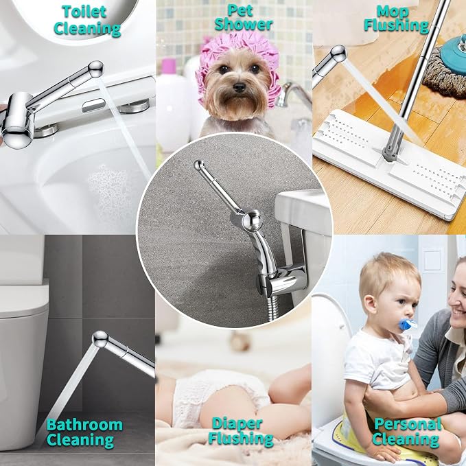 BARROCK Bidet Sprayer for Existing Toilet, Advanced Handheld Ergonomic Jet Spray Set with Precision Water Pressure Control for Muslim Shower/Feminine Hygiene/Pet Cleaning, Chrome