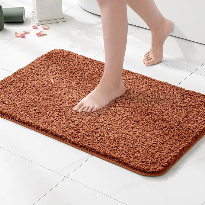 MIULEE Fall Burnt Orange Bathroom Runner Rug Soft Microfiber Bath Mat 24x44 | Absorbent, Non Slip, Quick Dry, Fluffy Bath Rugs for Bathroom Floor Tub Showers, Machine Washable