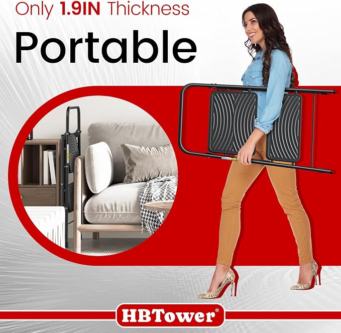 HBtower 2 Step Ladder, Step Stool with Wide Anti-Slip Pedal | Step Ladder Folding Step Stool for Adults, Lightweight Steel Portable ladders for Home Kitchen