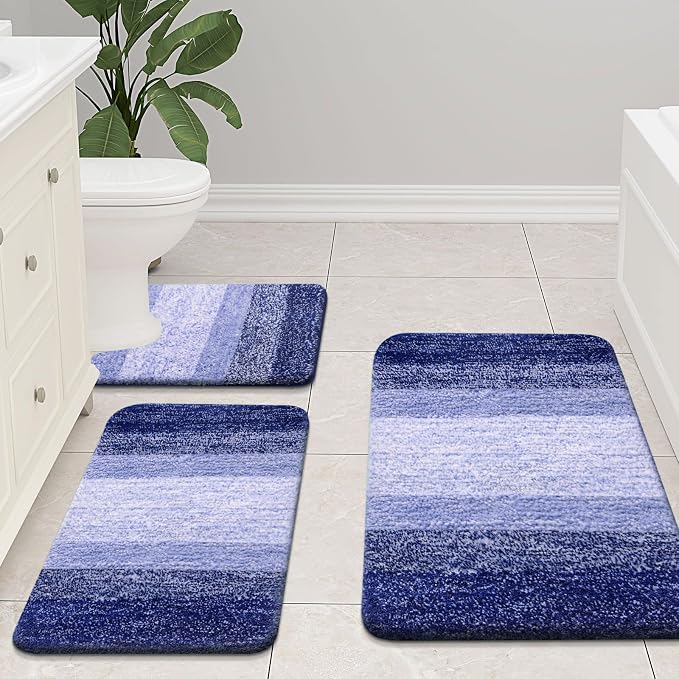 Arotive Microfiber Bathroom Rugs, Shaggy Soft Absorbent Bath Rug, 30x20 | Blue-Violet, Rubber Backing Thick Plush Machine Washable Dry Bath Mats for Bathroom, Tub and Shower, Rectangular