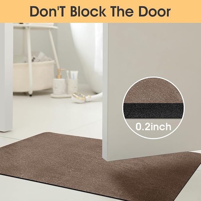 Non Slip Bath Mat, Thin Bathroom Rugs Fit Under Door, Quick Dry Bath Mats, Machine Washable Bath Rugs for Bathroom, Bathtub & Kitchen, Bathtub & Kitchen, Brown/Marble/32 x20