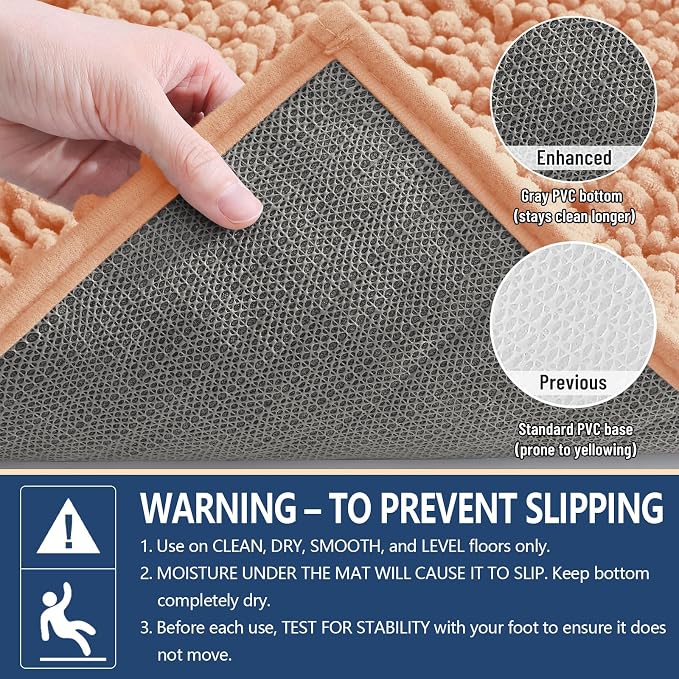Arotive Bathroom Rugs Mat 36x24, Soft Absorbent Chenille Shaggy Bath Mat | Peach, Machine Wash Dry, Bath Rugs for Bathroom Floor, Tub and Shower, Home Decor Accessories