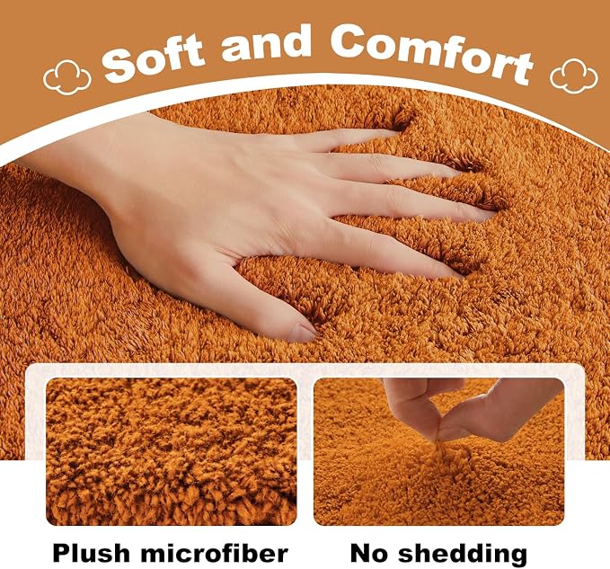 TYUU Bathroom Runner Rug, Ultra Soft Long Bath Mat Machine Washable Super Absorbent Quick Dry Bathroom Runner Rugs 24 x 60 Non Slip, Orange 24" x 60"