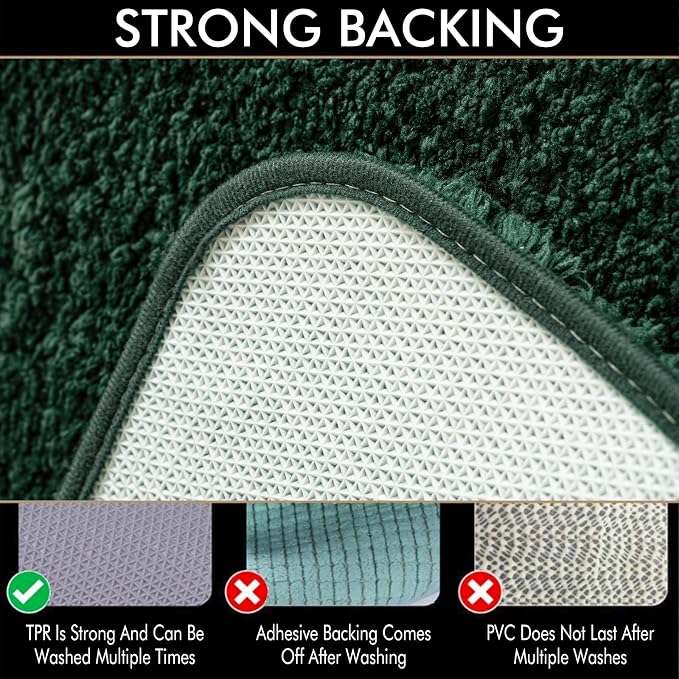MIULEE Dark Green Bathroom Rugs Soft Small Microfiber Bath Mat 16x24 Inch | Absorbent, Non Slip, Quick Dry, Fluffy Bath Rugs for Bathroom Floor Tub Showers, Machine Washable