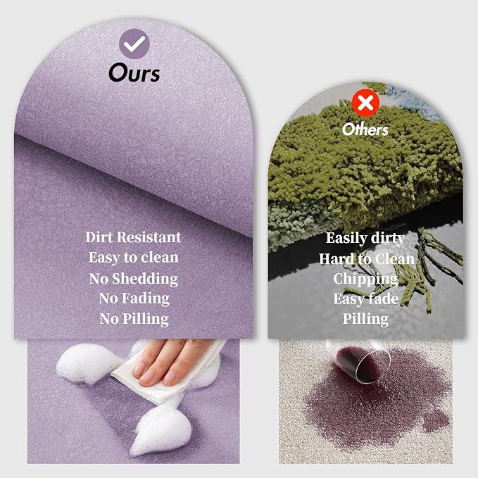 Bathroom Rugs and Mats Set 2 Piece Diatomaceous Earth Bath Mat,Lavender | Non Slip Rubber Backed Quick Dry Bathroom Rugs Super Absorbent Low Pile Diatomite Stone Bathroom Mat Fit Under Door Floors