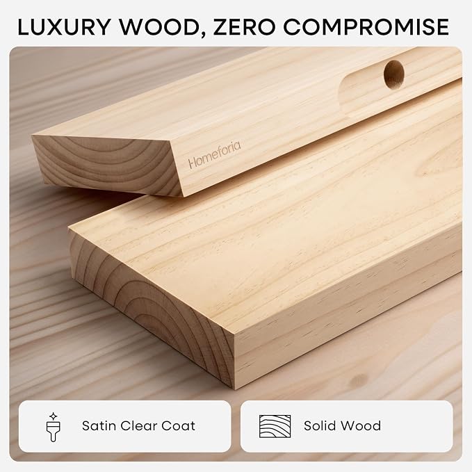 30 inch Natural Floating Shelf, High End Solid Real Wood 30inch Small Floating Shelves for Wall Mounted, Natural Wooden Floating Shelves, Heavy Duty Bracket, 30 X 6.5 X 1.75 in, Set of 3