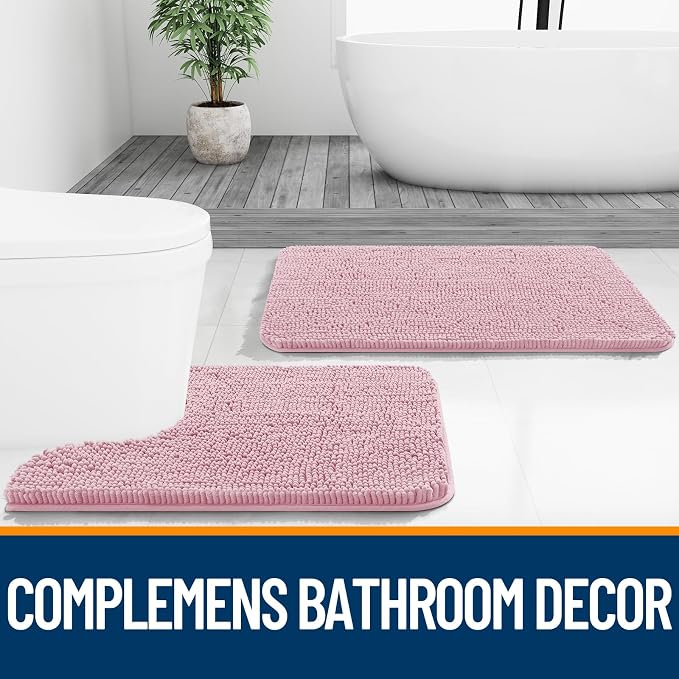 OLANLY Bathroom Rugs 30x20, Extra Soft Absorbent Chenille Bath Rugs | Dusty Rose, Quick-Drying Rubber Backing, Machine Washable Bath Mat for Bathroom Floor, Tub and Shower, Home Decor Accessories