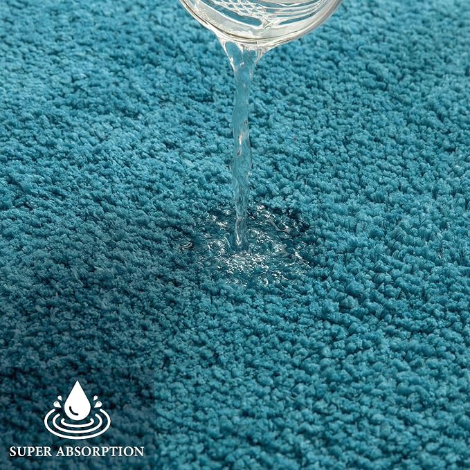 MIULEE Teal Bathroom Rugs Soft Small Microfiber Bath Mat 16x24 Inch | Absorbent, Non Slip, Quick Dry, Fluffy Bath Rugs for Bathroom Floor Tub Showers, Machine Washable