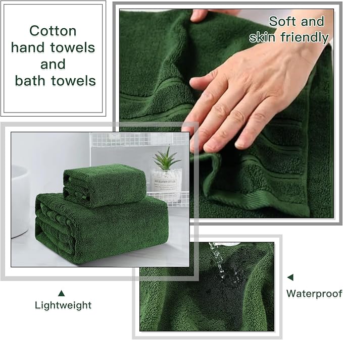 32PCS Bathroom Accessory Set Green Bathroom Accessories Bathroom Set, Shower Curtain Set, 2 Piece Bath Towel Set, 3PC Soap Dispenser, Toilet Brush & Trash Can