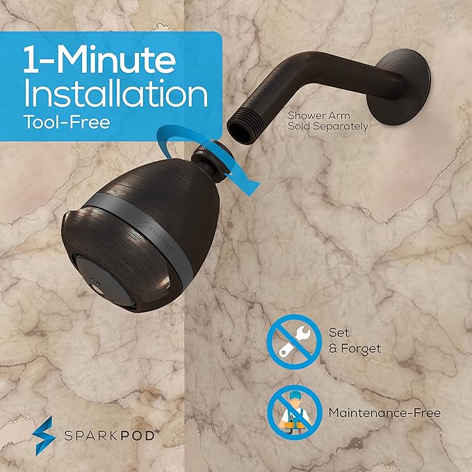 SparkPod High Pressure Shower Head, 3 Inch Fixed Showerhead, Oil-Rubbed Bronze