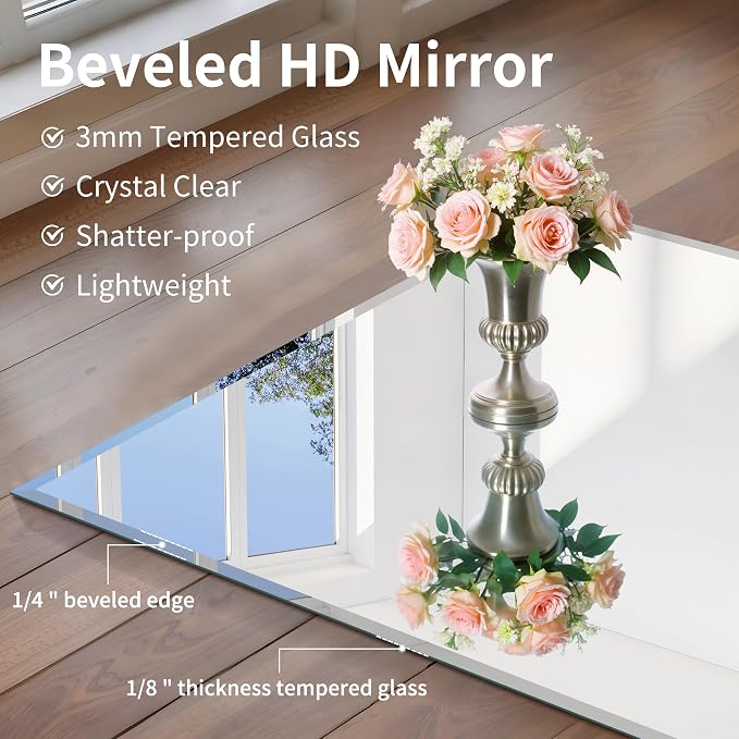 CILIBER Beveled Mirror, 30x30 Square Bathroom Mirrors for Wall, 3mm Tempered Glass Frameless Vanity Mirror Over Sink with Beveled Edge for Bathroom,Bedroom,Living Room and Entryway