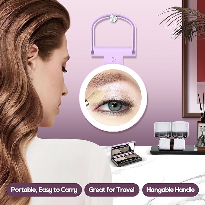 Magnifying Mirror with Light 30X, Double-Sided 1X/30X Magnifying Makeup Mirror with Tweezer, 2000mAh 3 Colour Modes with Adjustable Brightness,Foldable Travel Mirror(Purple)