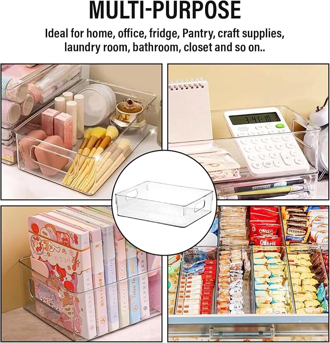 Clear Plastic Storage Bins, Home Bathroom Laundry Room Freezer Refrigerator Pantry Organizers and Storage Containers Fridge Organizer Bins Kitchen Organization Cabinet Medicine Bin for organizing
